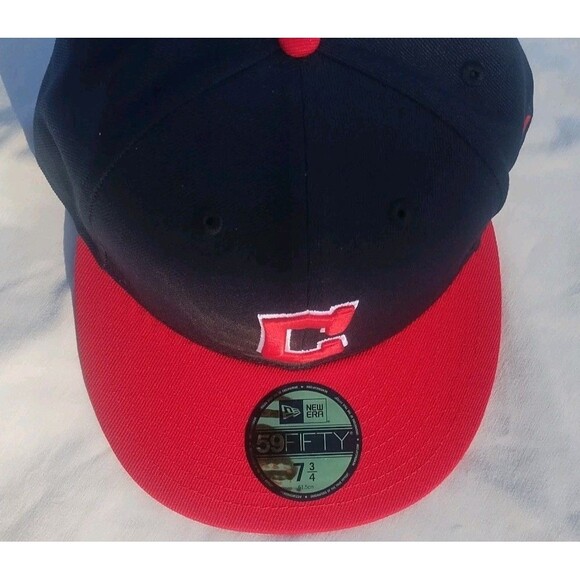 Cleveland Guardians New Era Navy Red 59FIFTY Fitted Hat Cap Size 7 3/4 NEW - Picture 3 of 6
